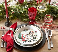 Christmas in the Country Santa Stoneware Salad Plates - Mixed Set of 4
