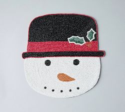 Snowman Handcrafted Beaded Placemats, Set of 4