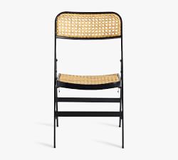 Leucadia Metal &amp; Cane Folding Outdoor Side Chair