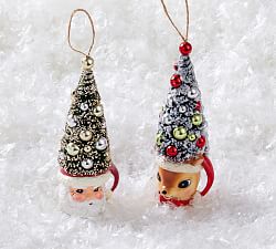 Bottlebrush Christmas Tree Hat Ornaments
