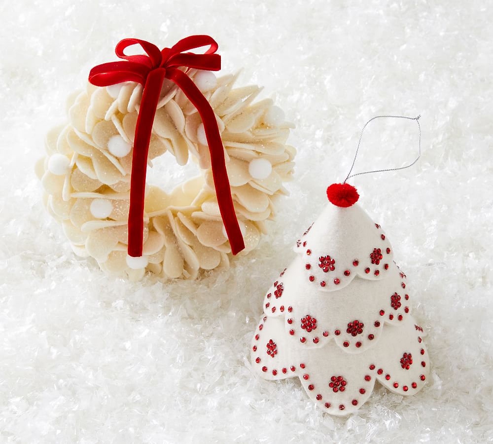 Felt Tree and Wreath Ornaments