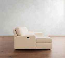 PB Comfort Square Arm Power Reclining Double Chaise Sectional - Storage Available (143&quot;-170&quot;)