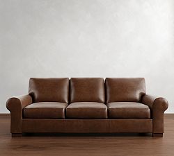 Turner Roll Arm Leather Sleeper Sofa (64&quot;&ndash;88&quot;)