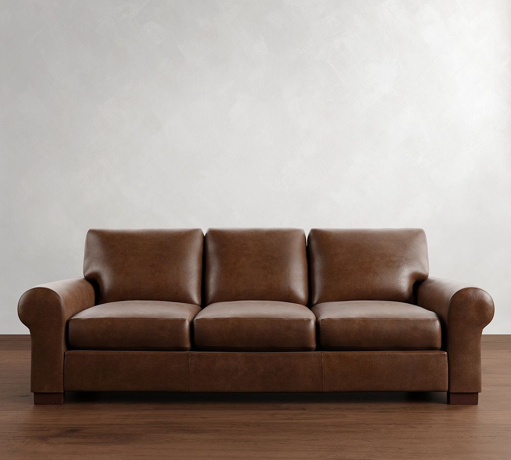 Turner Roll Arm Leather Sleeper Sofa (64&quot;&ndash;88&quot;)