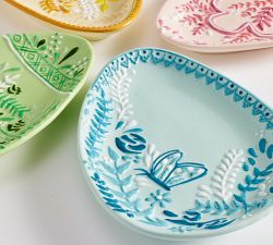 Easter Egg Stoneware Appetizer Plates - Mixed Set of 4