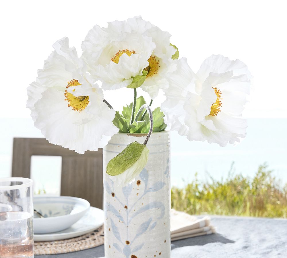 Faux White Poppy Flower Bundle