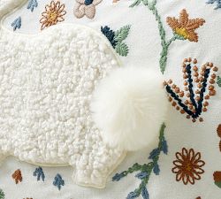 Bunny Embroidered Lumbar Pillow