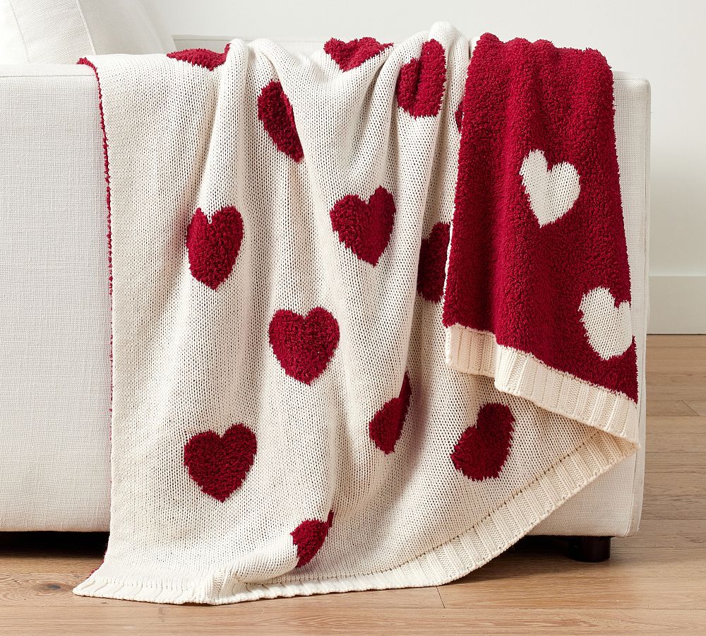 Heart Jacquard Knit Throw