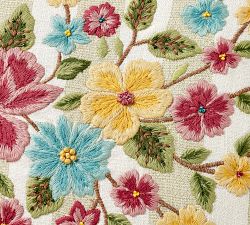 Jean Floral Embroidered Reversible Pillow