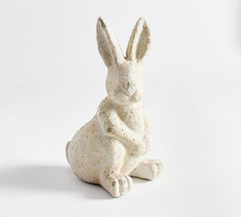 Handcrafted Terracotta Bunny Sculpture, Small Standing, White