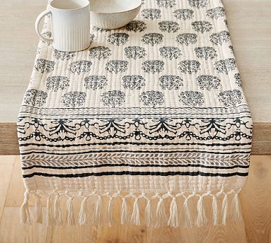 Nisha Bhotah Cotton Table Runner - Blue Multi