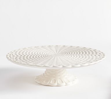 Heirloom Basketweave Cake Stand - White