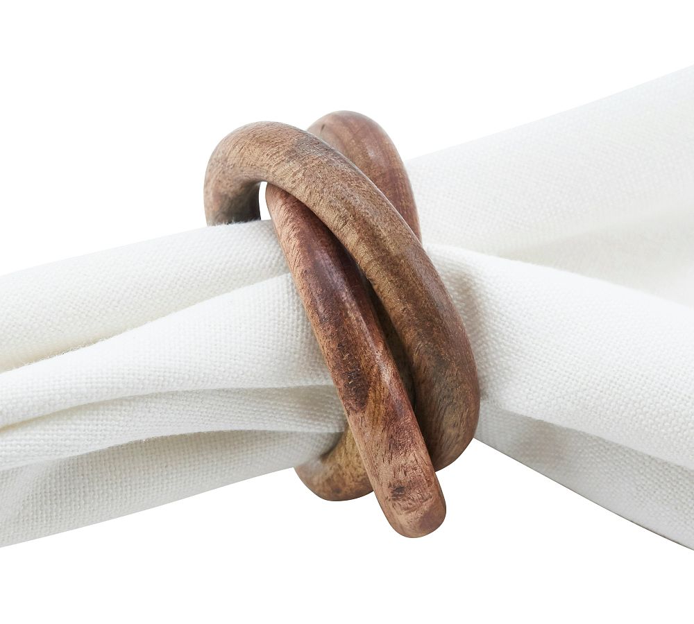 Interlocking Wooden Napkin Rings, Set of 4