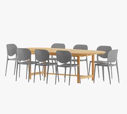 Nassau 9-Piece Teak Oval Dining Table Set