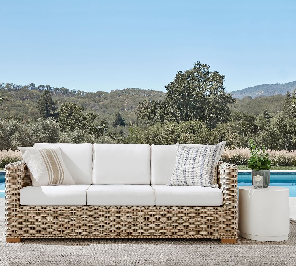 Open Box: Huntington Wicker Square Arm Outdoor Sofa