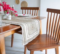 Two-Toned Striped Hand-Braided Jute Table Runner