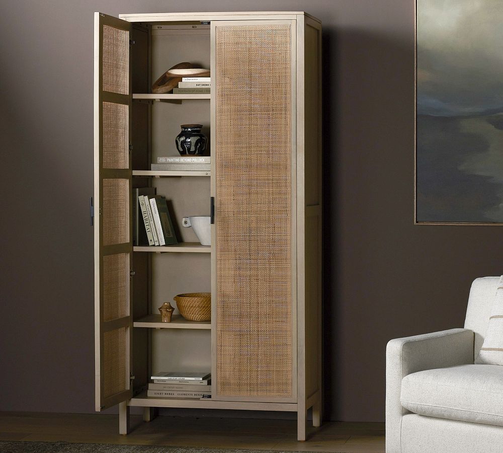 Dolores Cane Tall Storage Cabinet (38&quot;)