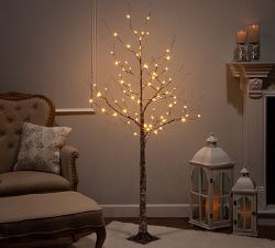 Lit LED Wrapped Birch Tree