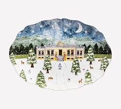 Nutcracker Handcrafted Stoneware Land of Snow Oval Platter