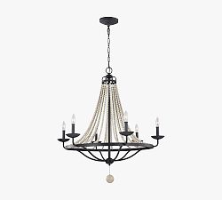 Nadine Metal &amp; Wood Bead Chandelier (15&quot;-33&quot;)