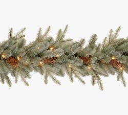 Pre-Lit LED Faux Arctic Spruce Wreath &amp; Garland