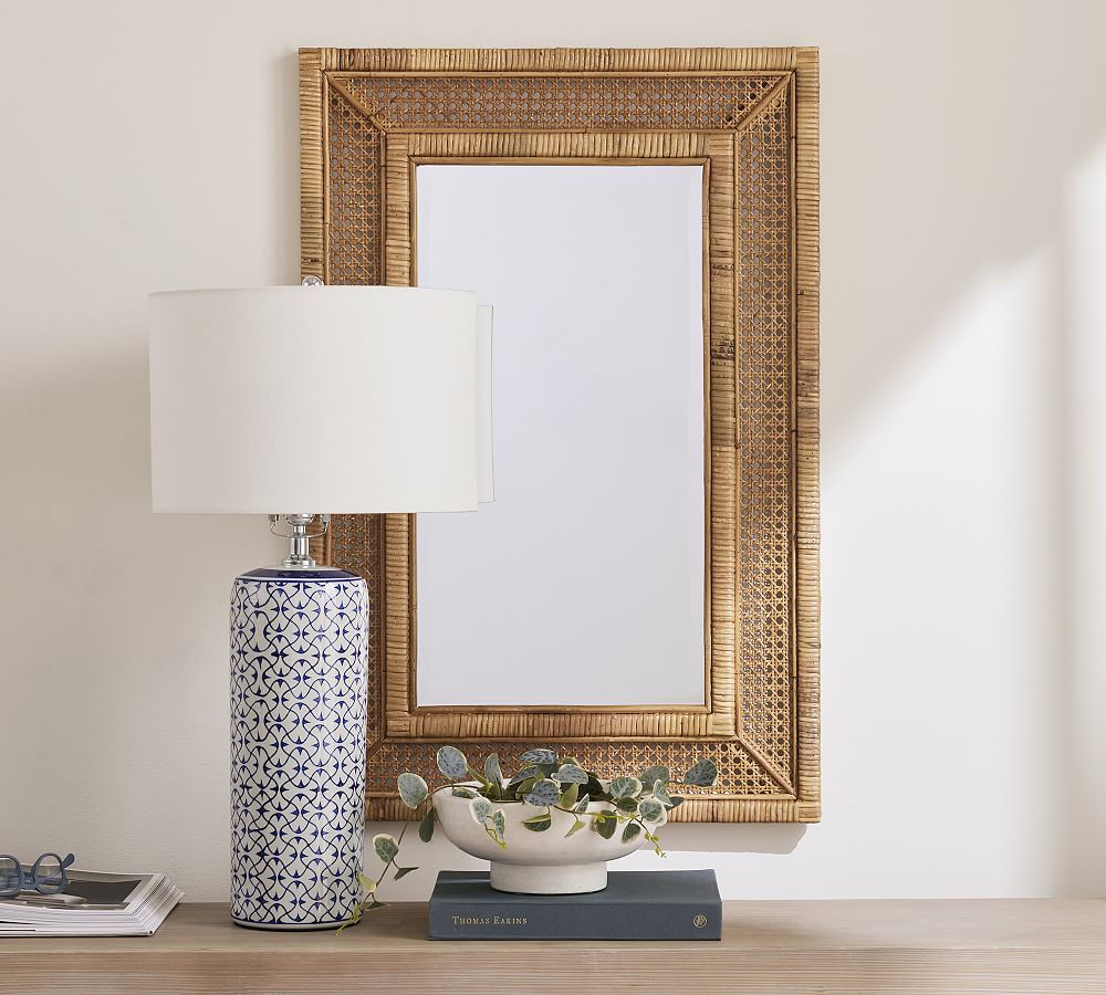 Ash Rattan Wall Mirror, 24&quot; X 36&quot;