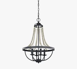 Nadine Metal &amp; Wood Bead Chandelier (15&quot;-33&quot;)