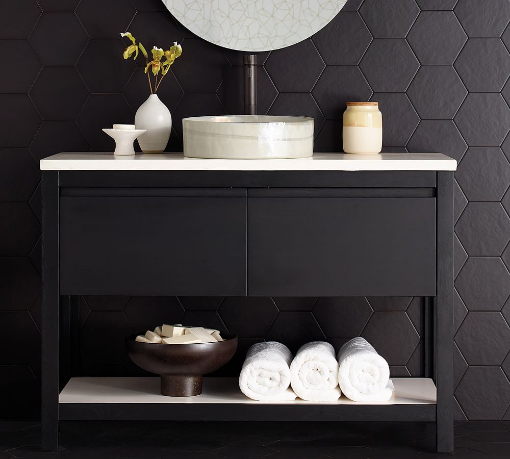 Rilen Midnight 48&rdquo; Handcrafted Single Vanity with Glass Sink