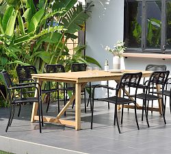 Anza 9-Piece Rectangular Dining Table with Garey Rope Dining Armchair Set