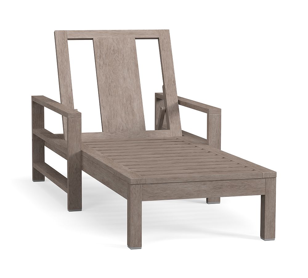 Open Box: Indio Wood Single Chaise Lounge Frame, Gray Driftwood