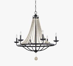 Nadine Metal &amp; Wood Bead Chandelier (15&quot;-33&quot;)