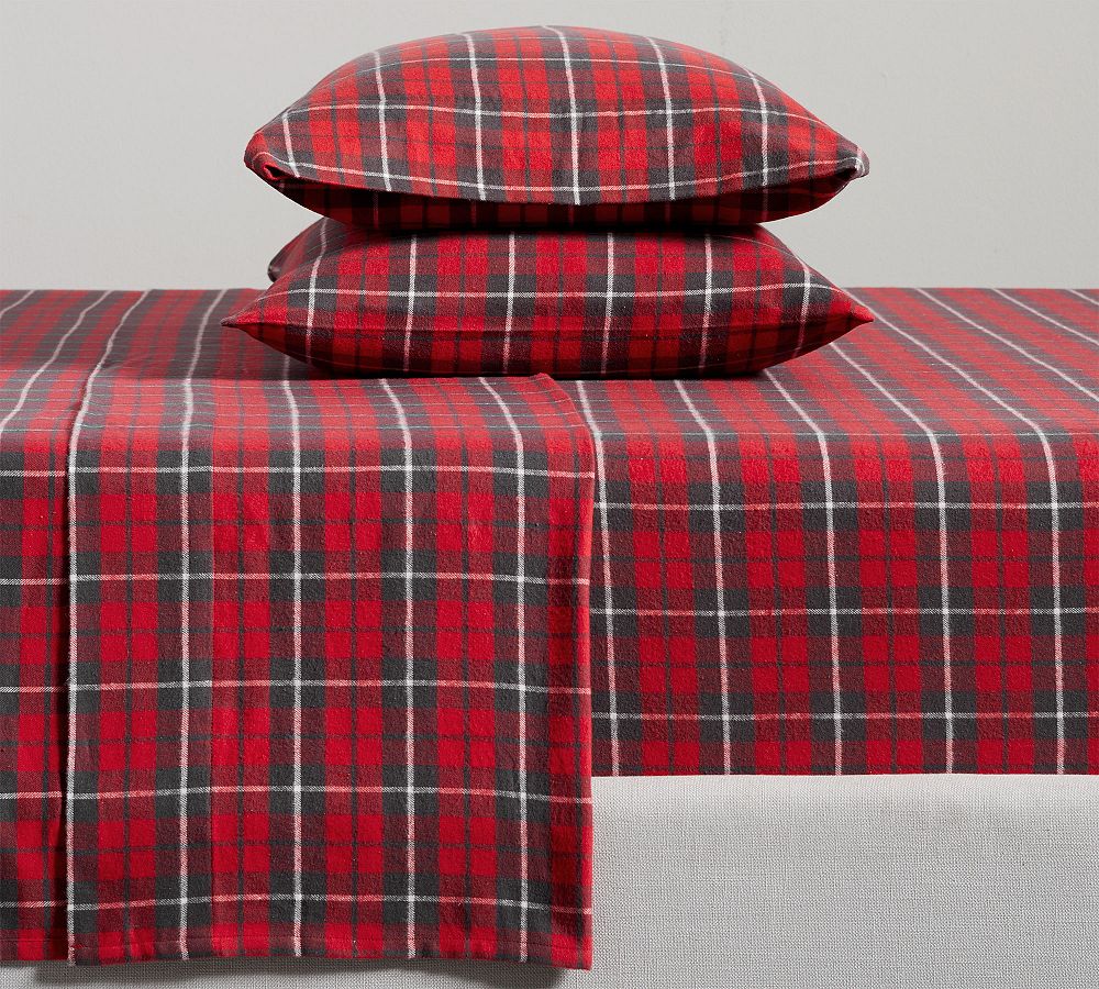 Palmer Plaid Organic Flannel Sheet Set