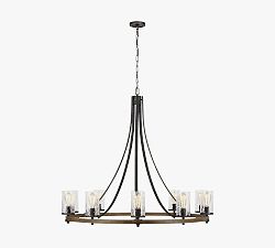 Steffens Iron &amp; Textured Glass Chandelier (24&quot;-48&quot;)