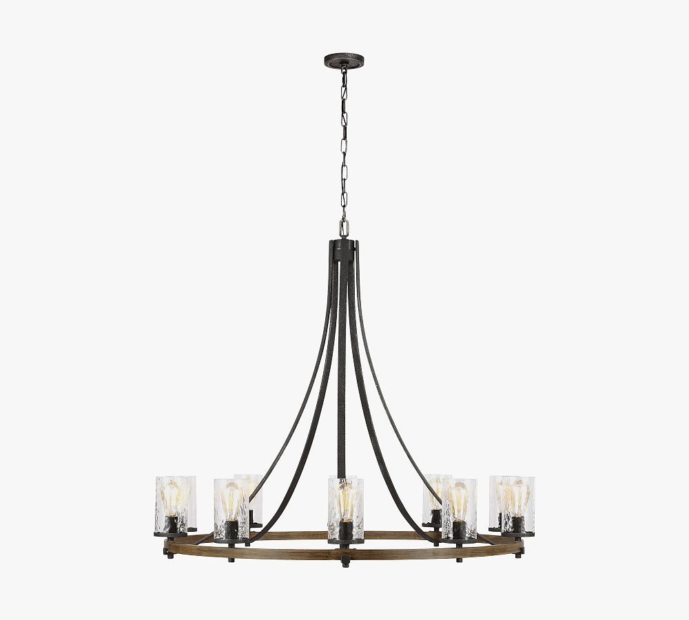 Steffens Iron &amp; Textured Glass Chandelier (24&quot;-48&quot;)