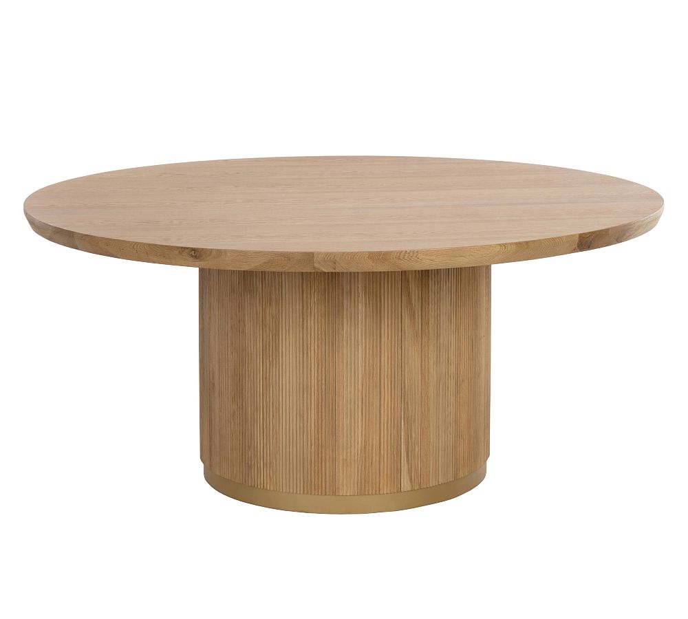 68'' Round Reclaimed Oak Dining Table with Gold Base