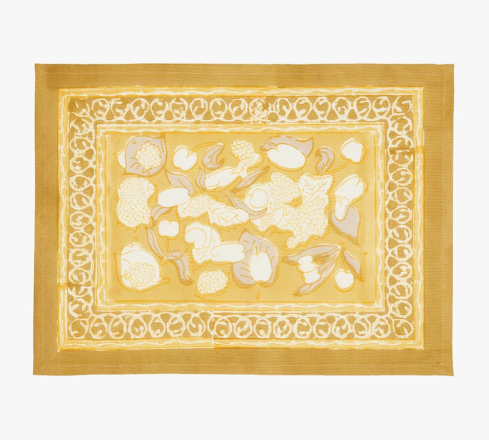 Camille Cotton Placemats, 15" x 18" - Set of 6 - Dijon/Grey