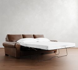 Turner Roll Arm Leather Sleeper Sofa (64&quot;&ndash;88&quot;)