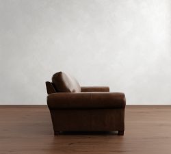 Turner Roll Arm Leather Sleeper Sofa (64&quot;&ndash;88&quot;)