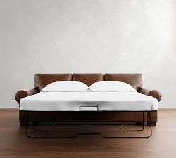 Turner Roll Arm Leather Sleeper Sofa (64&quot;&ndash;88&quot;)