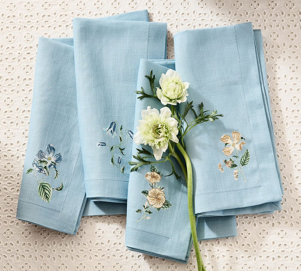 Monique Lhuillier Summer Blossom Cotton Napkins - Mixed Set of 4