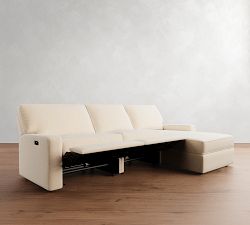 PB Comfort Square Arm Power Reclining Chaise Sectional - Storage Available (111&quot;-124&quot;)