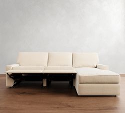 PB Comfort Square Arm Power Reclining Chaise Sectional - Storage Available (111&quot;-124&quot;)