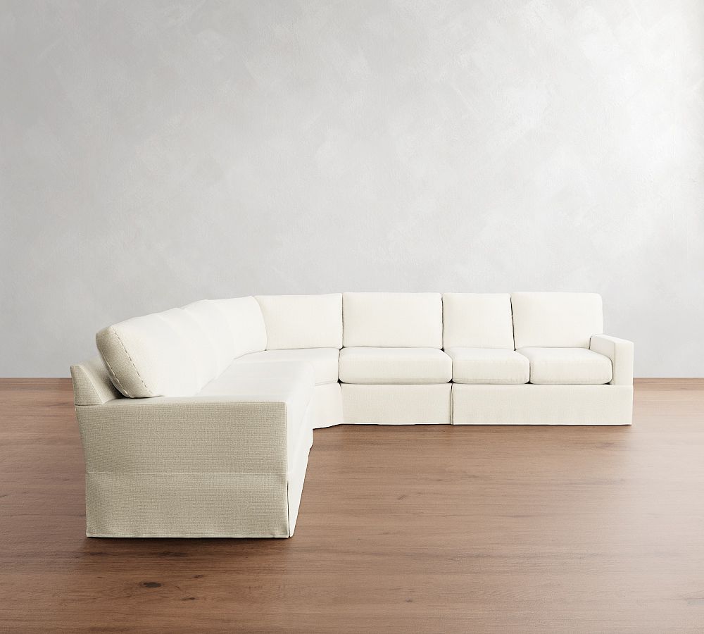 Buchanan Modern Square Arm Slipcovered 5-Piece Wedge Sectional (162&quot;)