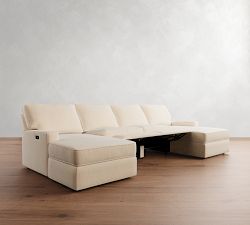 PB Comfort Square Arm Power Reclining Double Chaise Sectional - Storage Available (143&quot;-170&quot;)