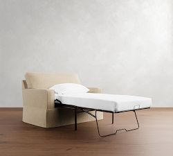 Buchanan Square Arm Slipcovered Twin Sleeper Sofa with Memory Foam Mattress (54&quot;)
