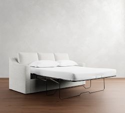 Cameron Slope Arm Slipcovered Sleeper Sofa with Memory Foam Mattress (86&quot;)