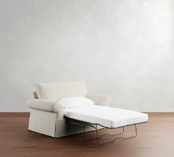 Pearce Roll Arm Slipcovered Twin Sleeper Sofa with Memory Foam Mattress (64&quot;)