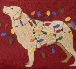 Dog With Tangled Lights Outdoor Pillow