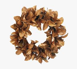 Open Box: Faux Gold Magnolia Leaf Wreath