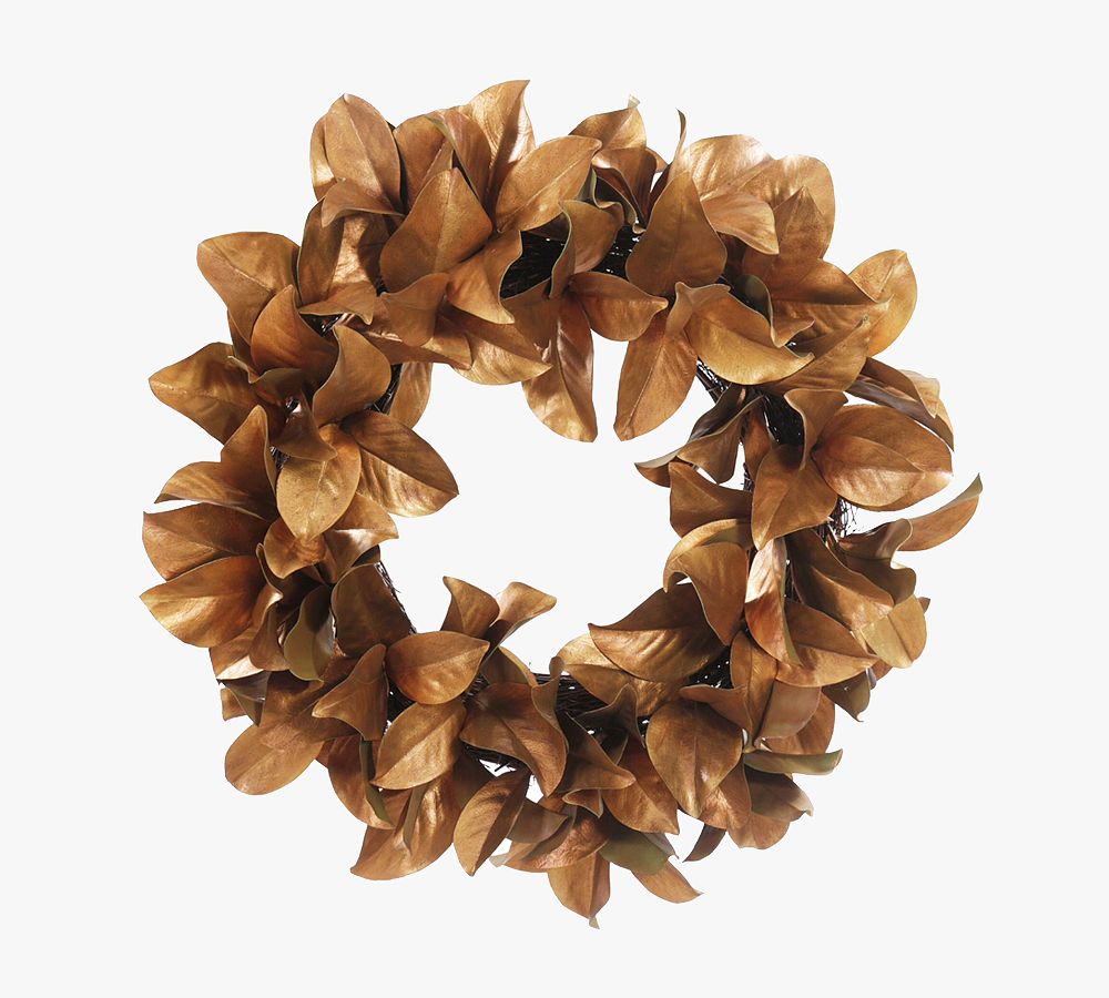 Open Box: Faux Gold Magnolia Leaf Wreath